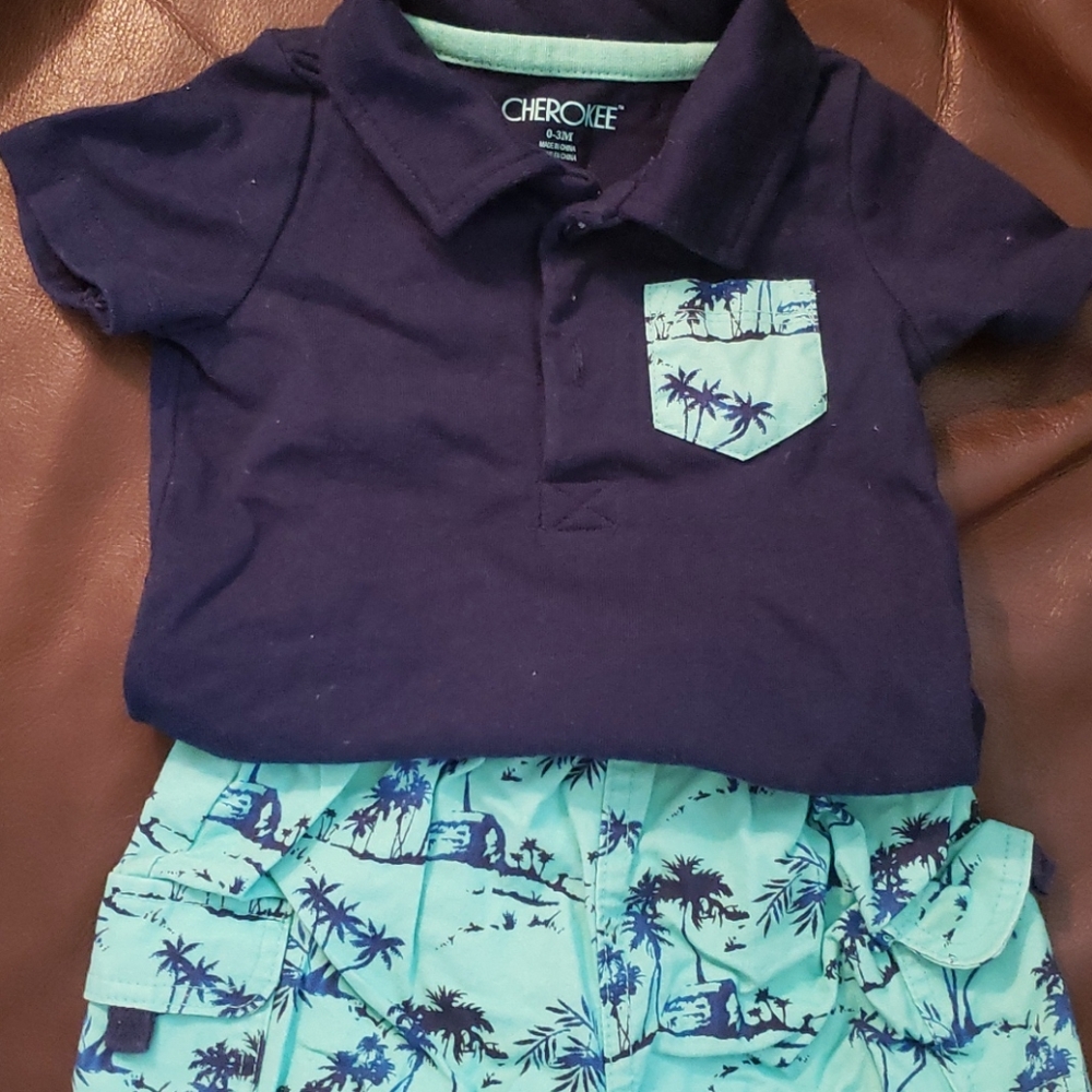 Baby Boys Collar Shirt and Shorts